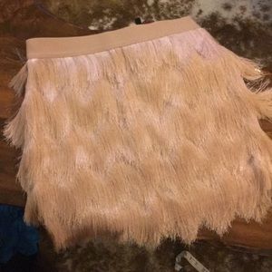 BCBG Fringe Swing Skirt in Bare Pink Small NWT